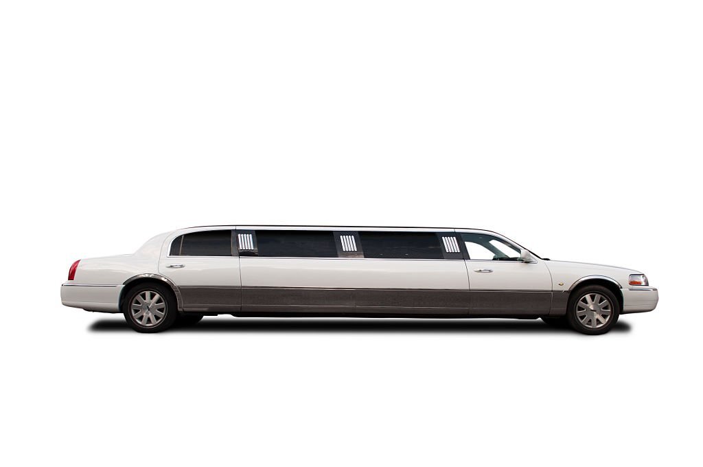 White limousine Lateral view