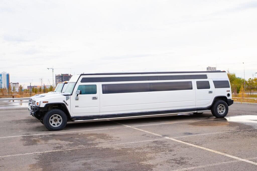 Image of a luxurious limousine with 'Simple Ride Limo' branding.